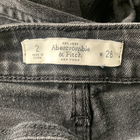 Abercrombie & Fitch black high waisted rise denim jeans size 2 26 distressed - Picture 7 of 7